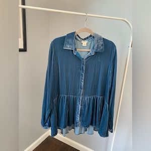 Sundance Velvet Button Down Blouse